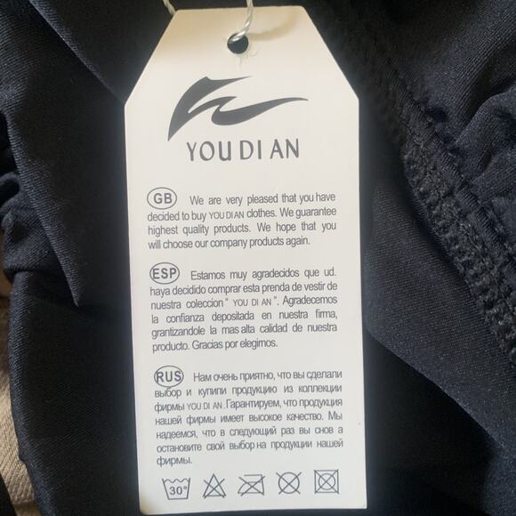 NWT YOU DI AN WOMENS BLACK PADDED CRISS-CROSS BACK ONE PIECE RUCHED SWIMSUIT 2XL - Picture 6 of 6